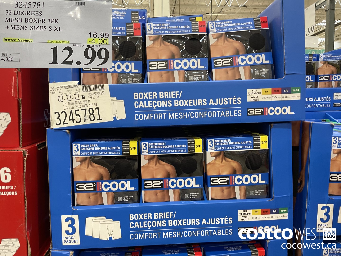 3245781 32 DEGREES MESH BOXER 3PK MENS SIZES S-XL ($4.00 INSTANT SAVINGS EXPIRES ON 2022-03-20) $12.99