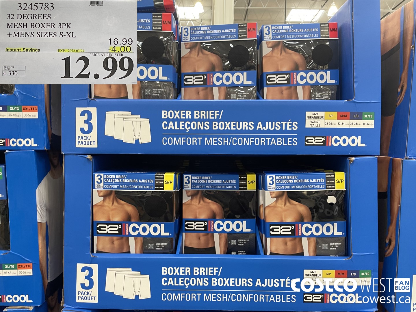 3245783 32 DEGREES MESH BOXER 3PK MENS SIZES S-XL ($4.00 INSTANT SAVINGS EXPIRES ON 2022-03-27) $12.99