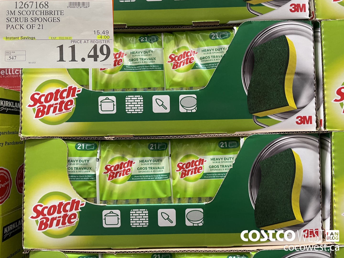 1267168 3M SCOTCHBRITE SCRUB SPONGES PACK OF 21 ($4.00 INSTANT SAVINGS EXPIRES ON 2022-04-03) $11.49