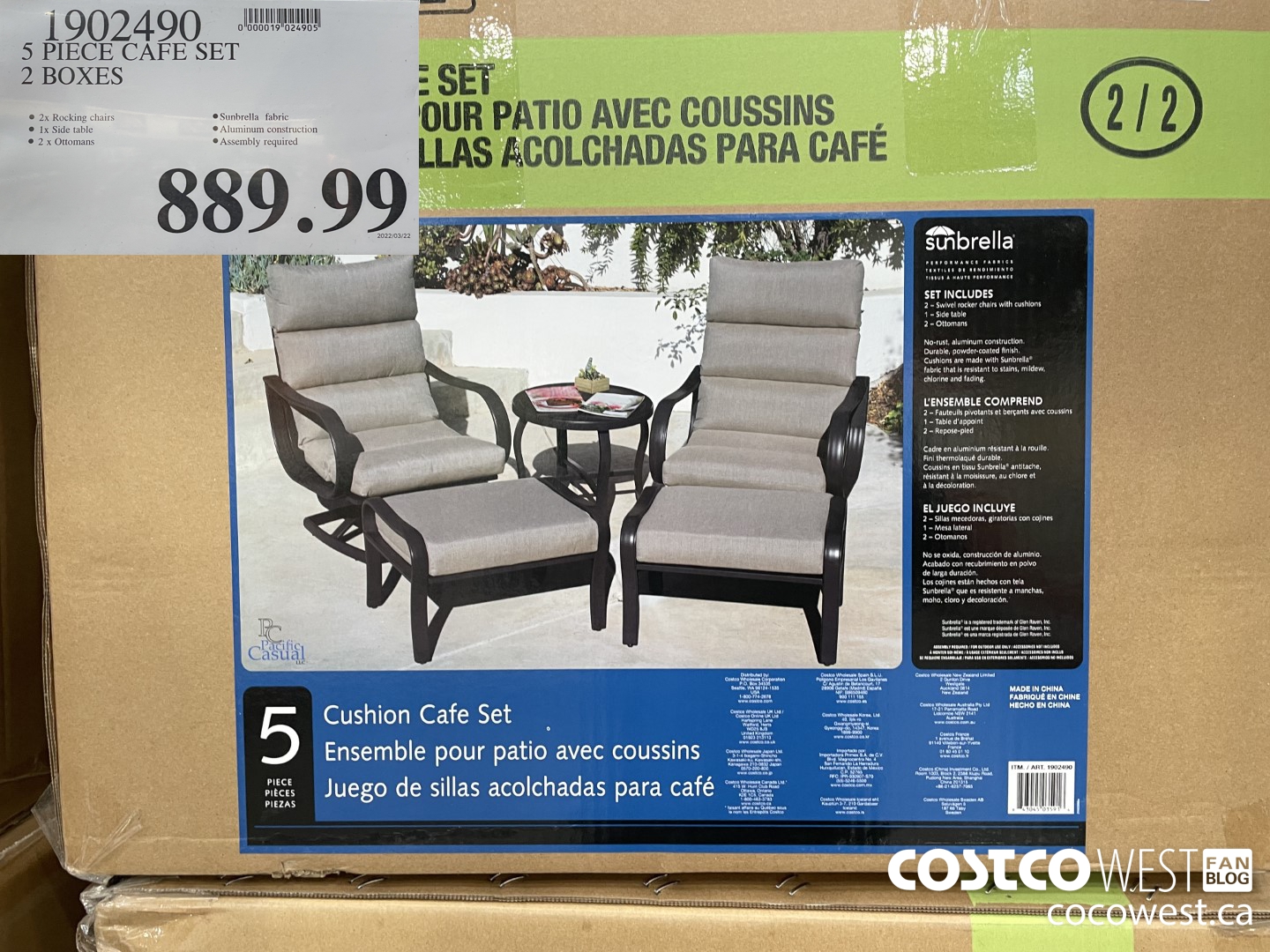 1902490 5 PIECE CAFE SET 2 BOXES $889.99