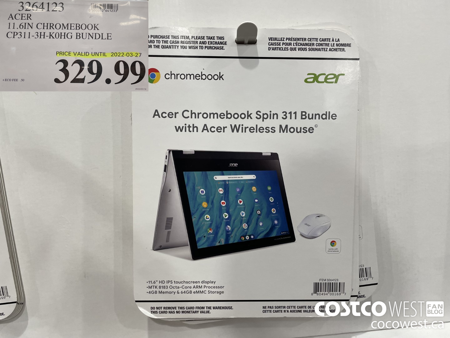 3264123 ACER 11.6IN CHROMEBOOK CP311-3H-KOHG BUNDLE  (EXPIRES ON 2022-03-27) $329.99