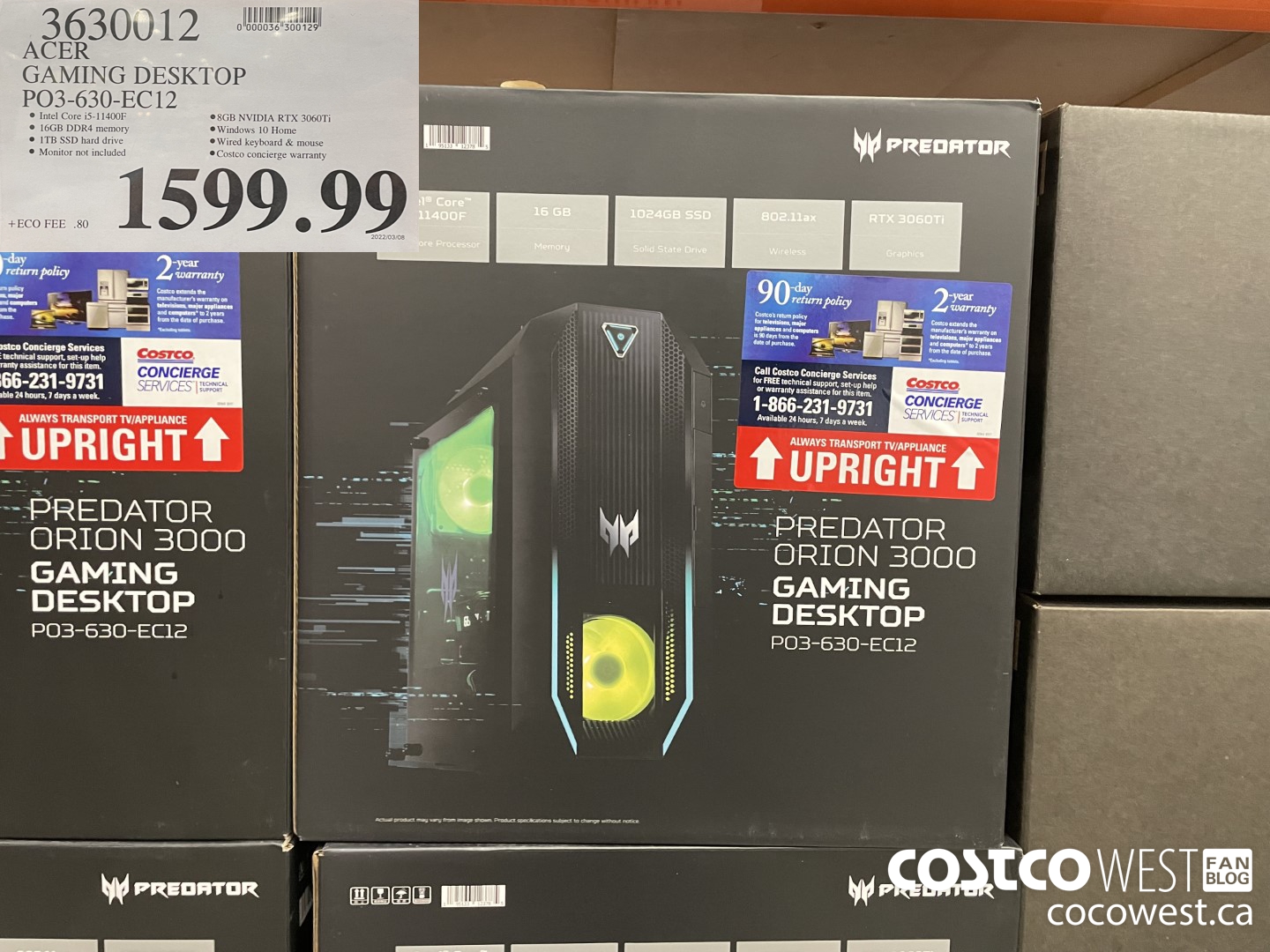 3630012 ACER GAMING DESKTOP PO3-630-EC 12 $1599.99