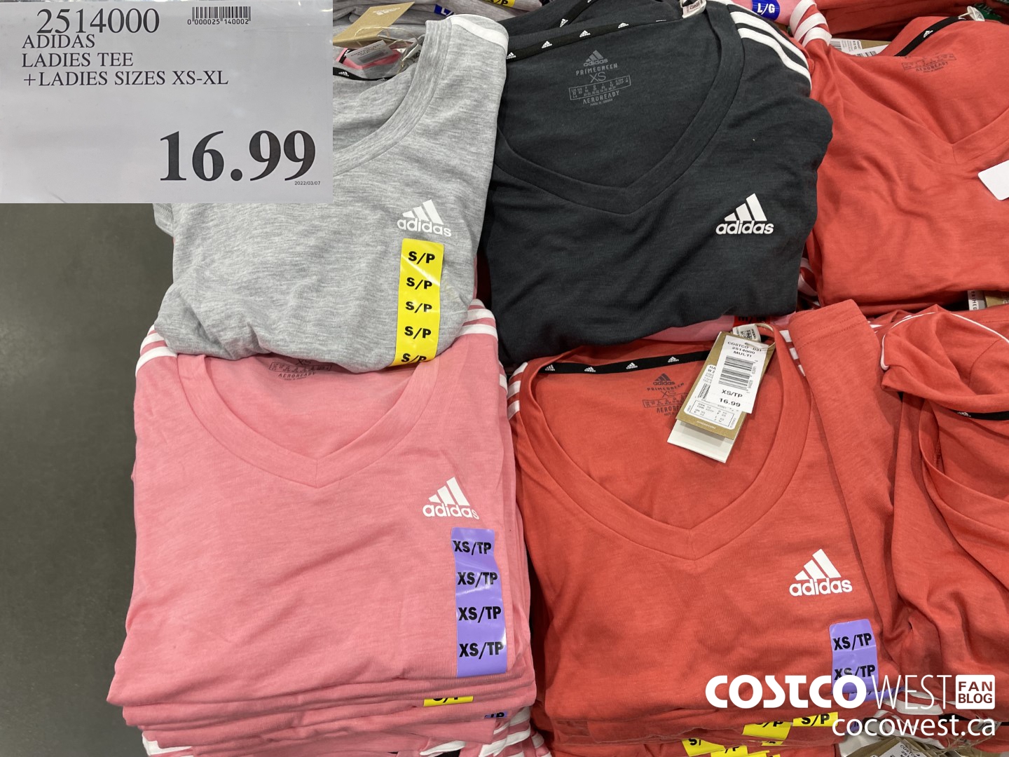 2514000 ADIDAS LADIES TEE LADIES SIZES XS-XL $16.99