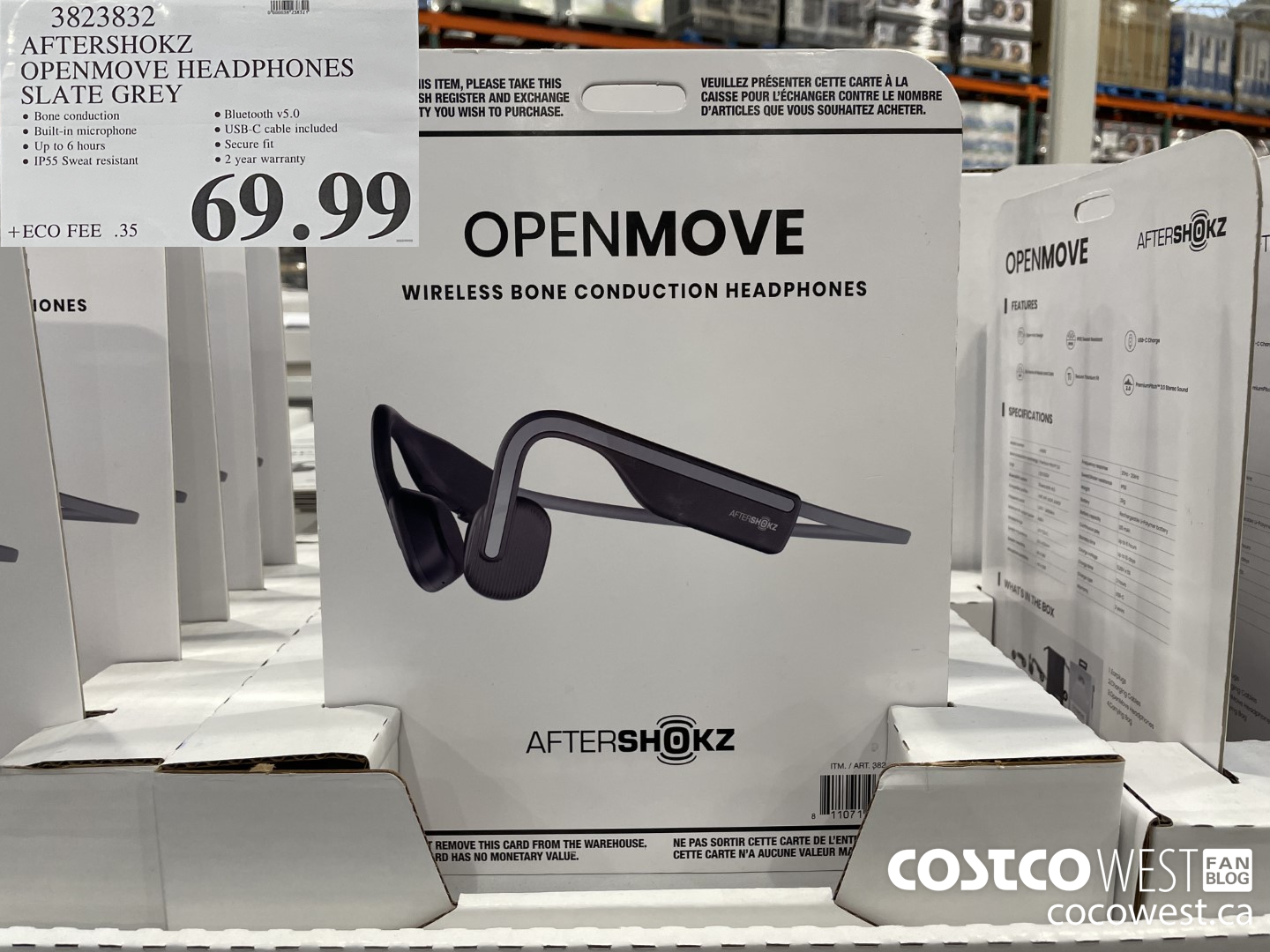 3823832 AFTERSHOKZ OPENMOVE HEADPHONES SLATE GREY $69.99
