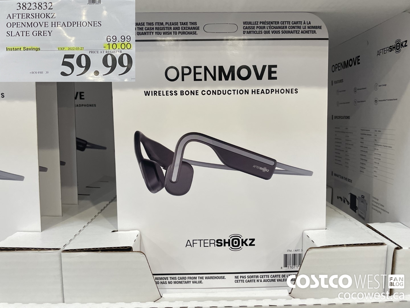 3823832 AFTERSHOKZ OPENMOVE HEADPHONES SLATE GREY ($10.00 INSTANT SAVINGS EXPIRES ON 2022-03-27) $59.99