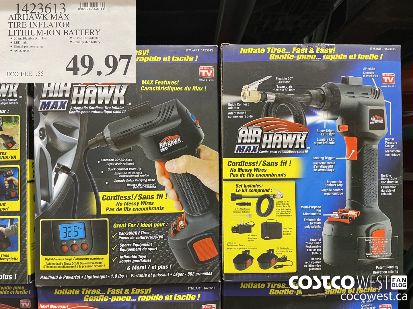 1423613 AIRHAWK MAX TIRE INFLATOR LITHIUM-ION BATTERY $49.97