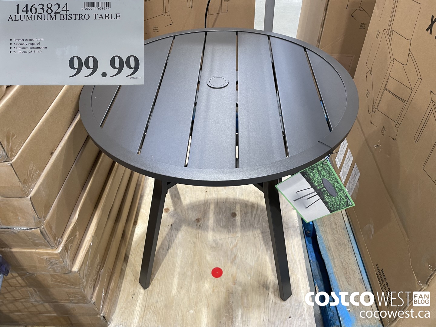 1463824 ALUMINUM BISTRO TABLE $99.99