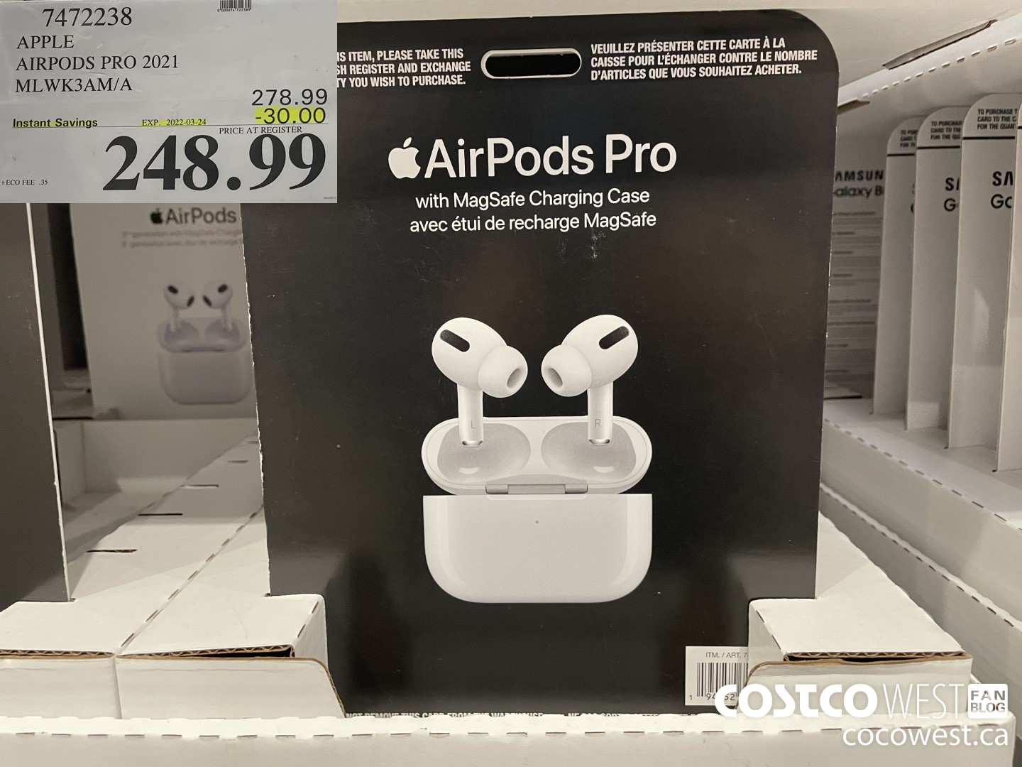 7472238 APPLE AIRPODS PRO 2021 MLWK3AM/A ($30.00 INSTANT SAVINGS EXPIRES ON 2022-03-24) $248.99