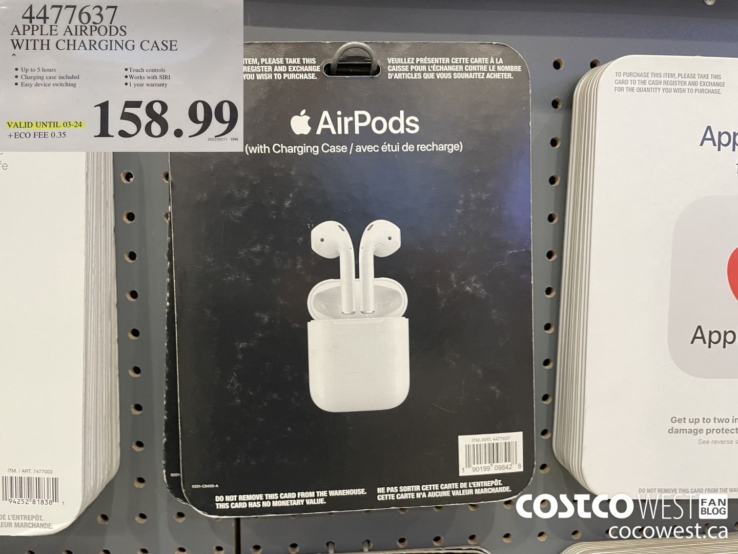 4477637 APPLE AIRPODS WITH CHARGING CASE (EXPIRES ON 2022-03-24) $158.99
