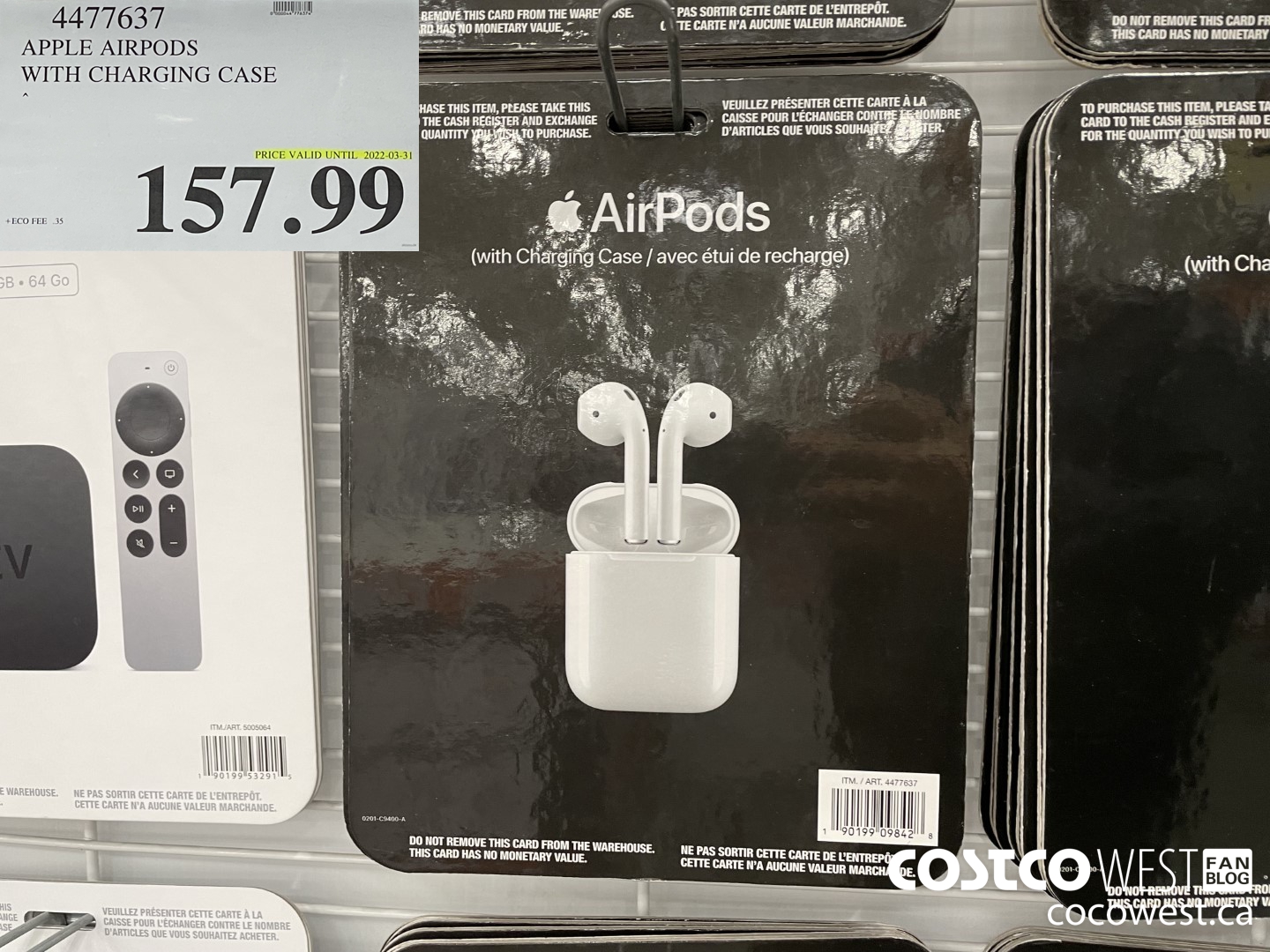 4477637 APPLE AIRPODS WITH CHARGING CASE (EXPIRES ON 2022-03-31) $157.99