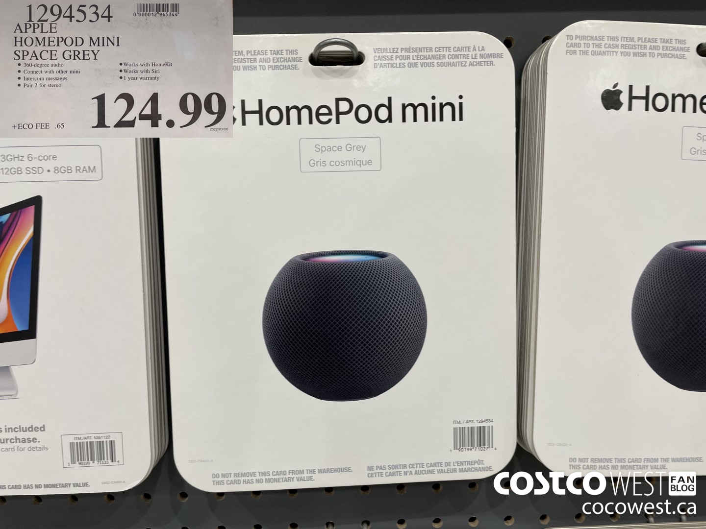 1294534 APPLE HOMEPOD MINI SPACE GREY $124.99