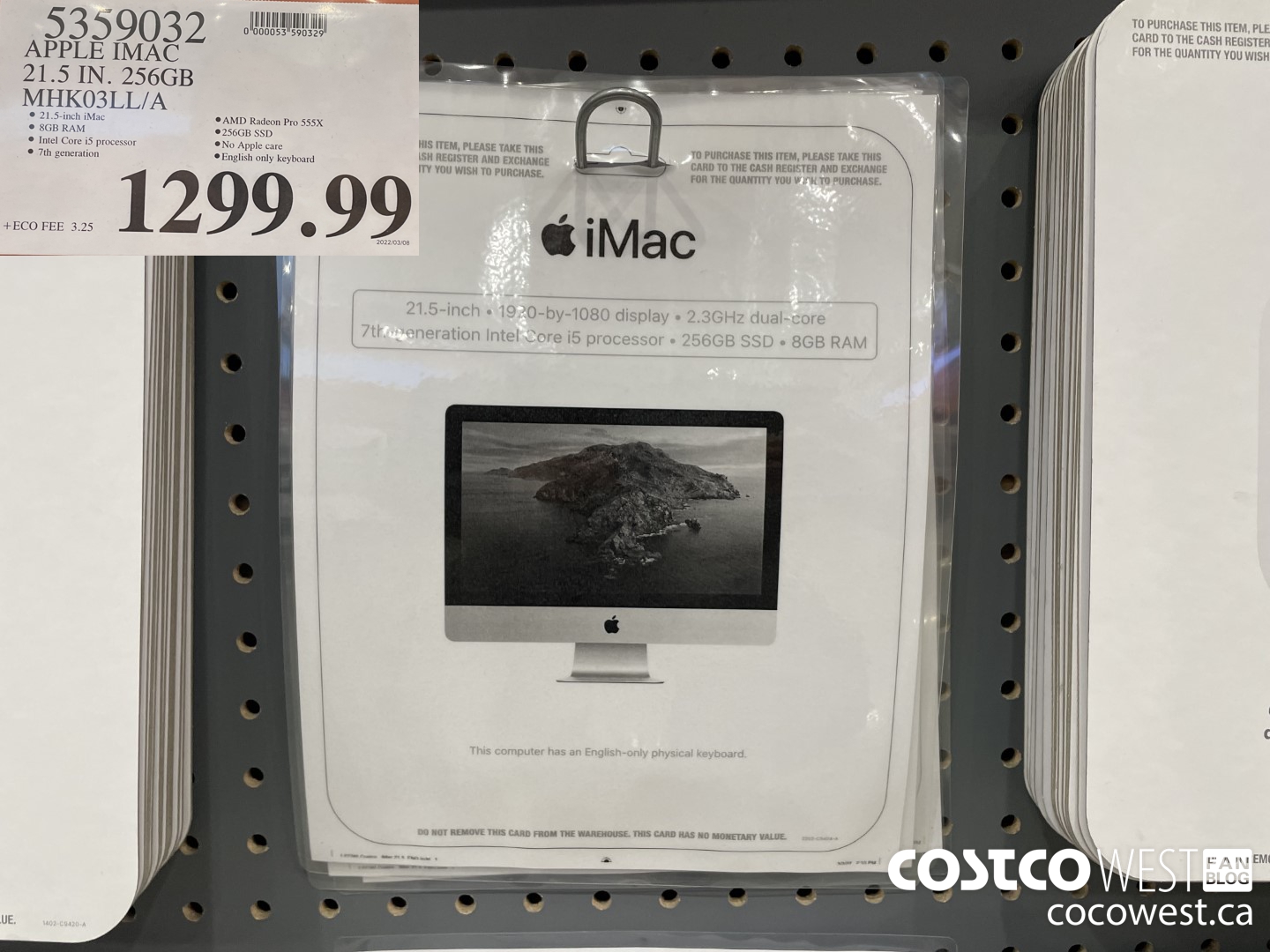 5359032 APPLE IMAC 21.5 IN. 256GB MHKO3LL/A $1299.99