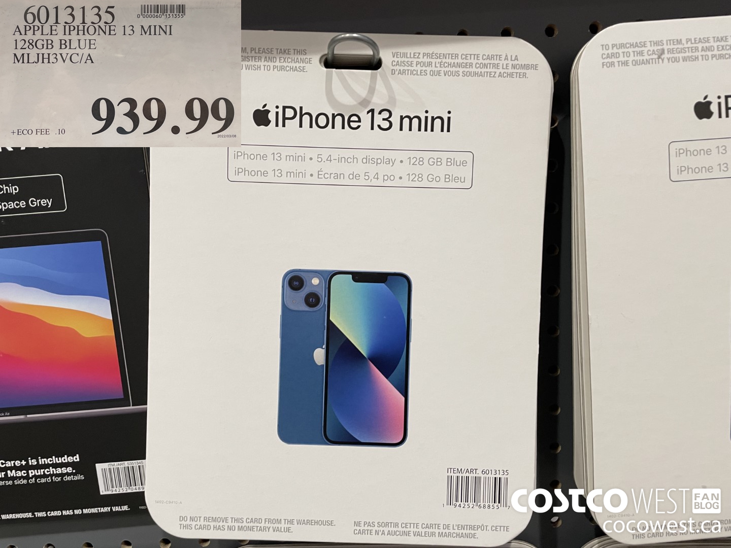 6013135 APPLE IPHONE 13 MINI 128GB BLUE MLJH3VC/A $939.99