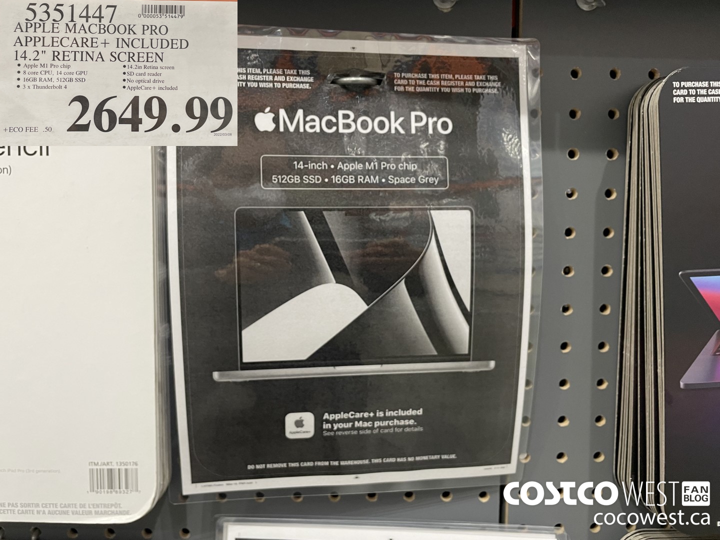 5351447 APPLE MACBOOK PRO APPLECARE+ INCLUDED 14.2