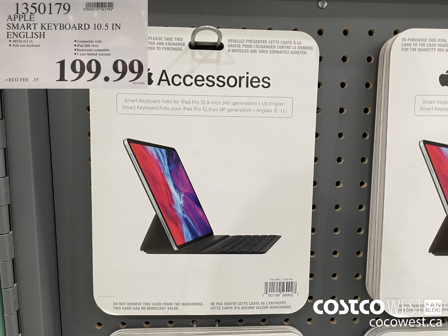 1350179 APPLE SMART KEYBOARD 10.5 IN ENGLISH $199.99