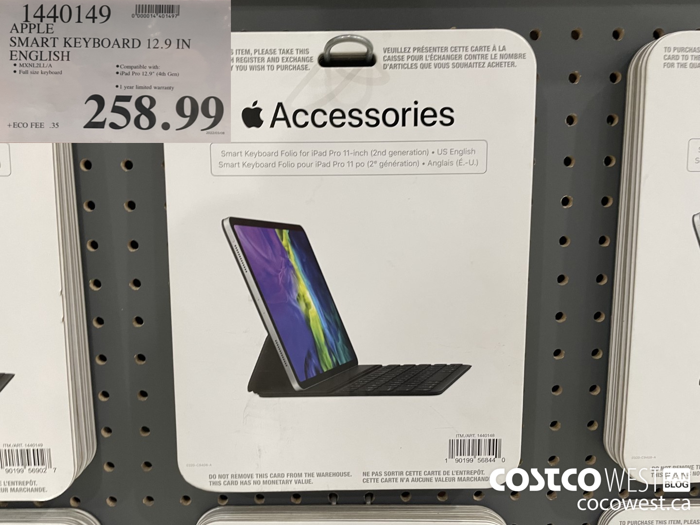 1440149 APPLE SMART KEYBOARD 12.9 IN ENGLISH $258.99