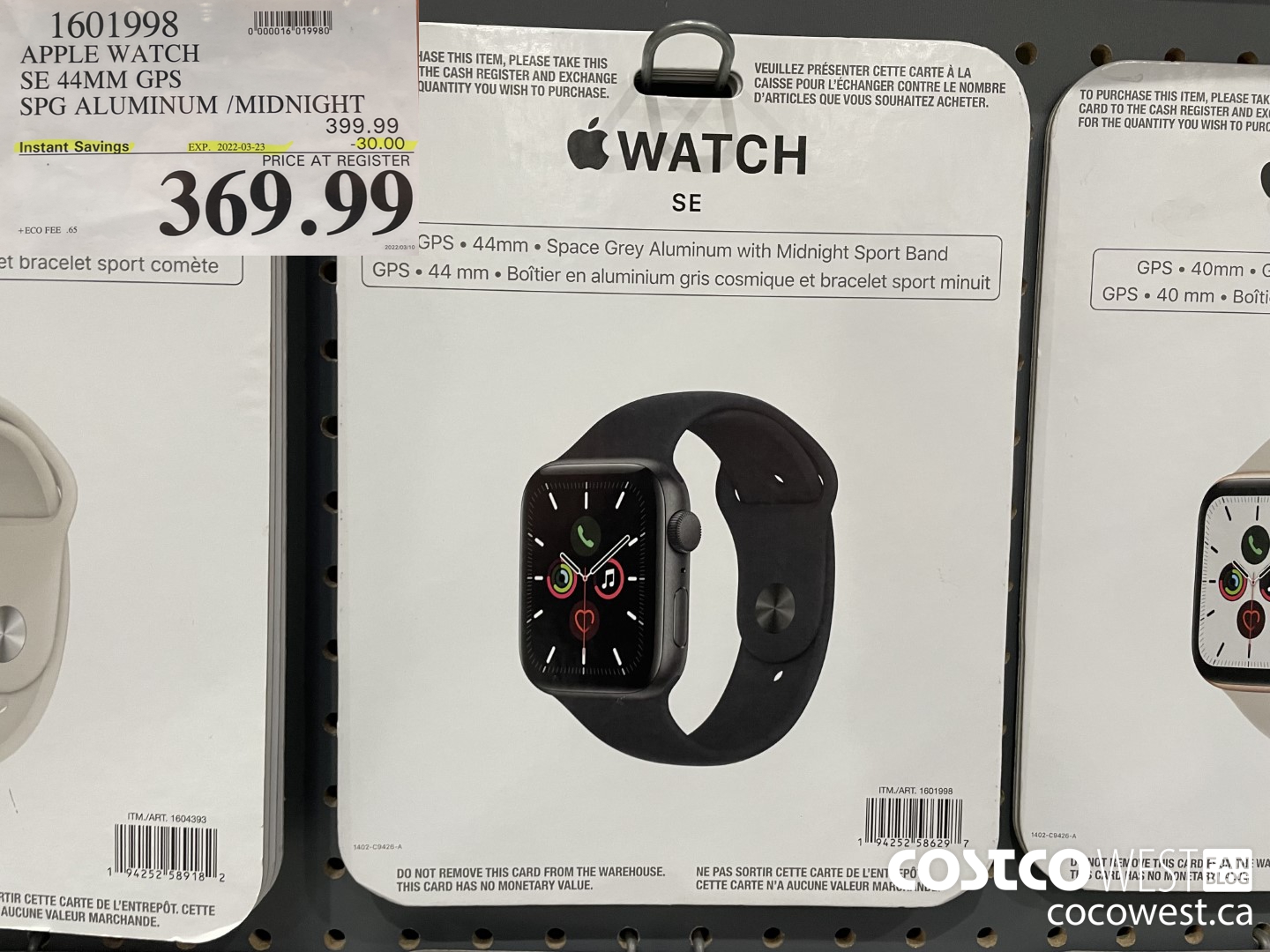1601998 APPLE WATCH SE 44MM GPS SPG ALUMINUM /MIDNIGHT ($30.00 INSTANT SAVINGS EXPIRES ON 2022-03-23) $369.99