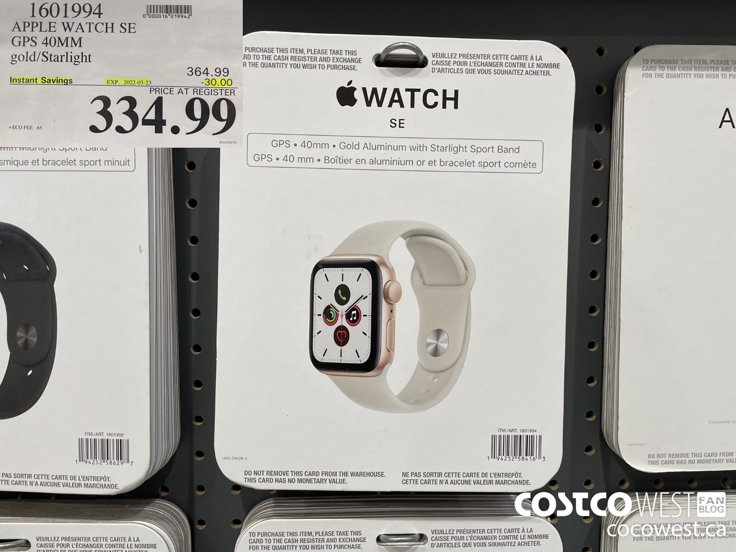 1601994 APPLE WATCH SE GPS 40MM gold/Starlight ($30.00 INSTANT SAVINGS EXPIRES ON 2022-03-23) $334.99
