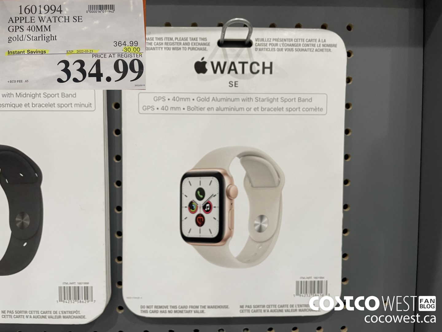 1601994 APPLE WATCH SE GPS 40MM gold/Starlight ($30.00 INSTANT SAVINGS EXPIRES ON 2022-03-23) $334.99