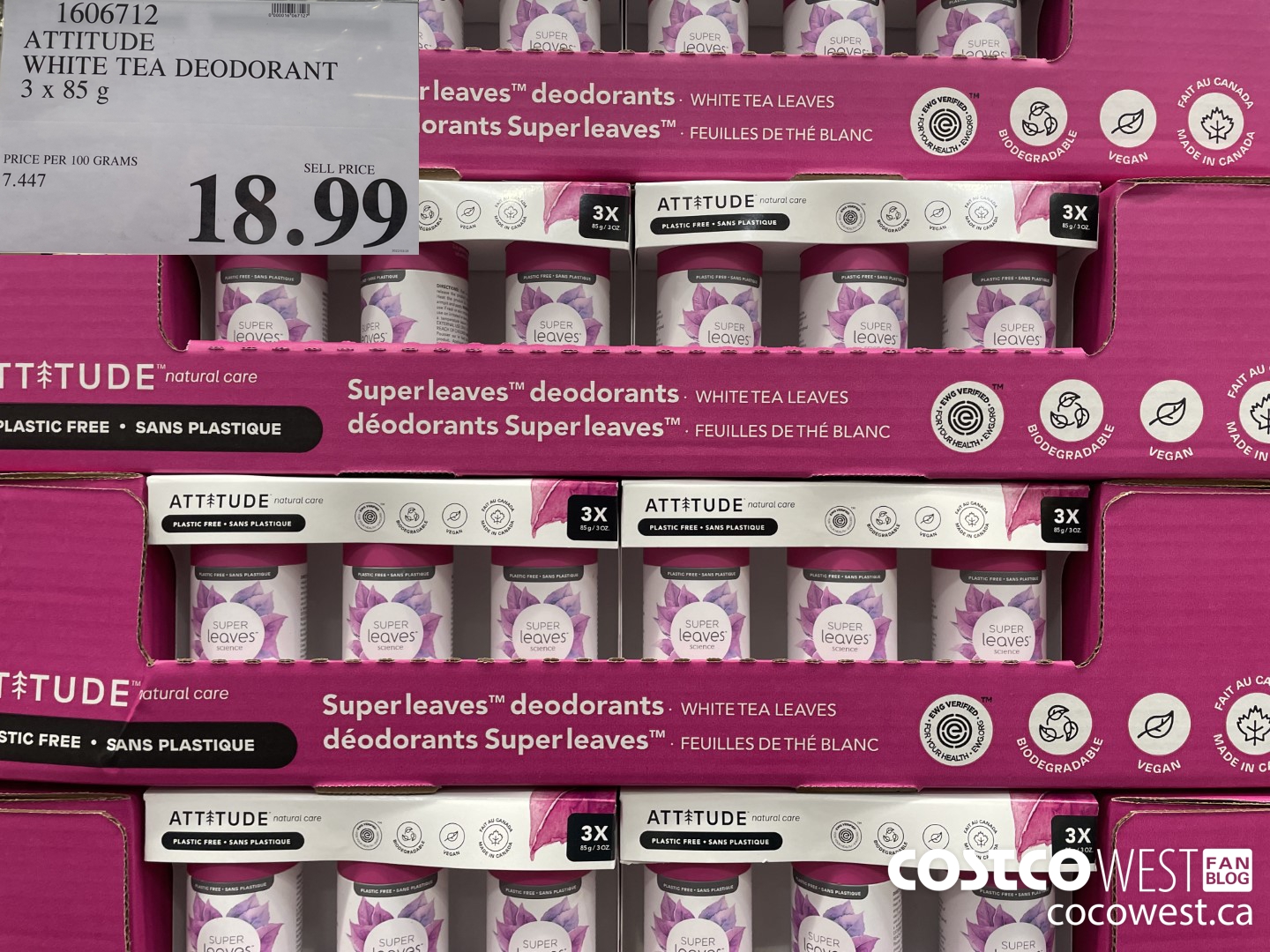 1606712 ATTITUDE WHITE TEA DEODORANT 3 x 85 g  $18.99