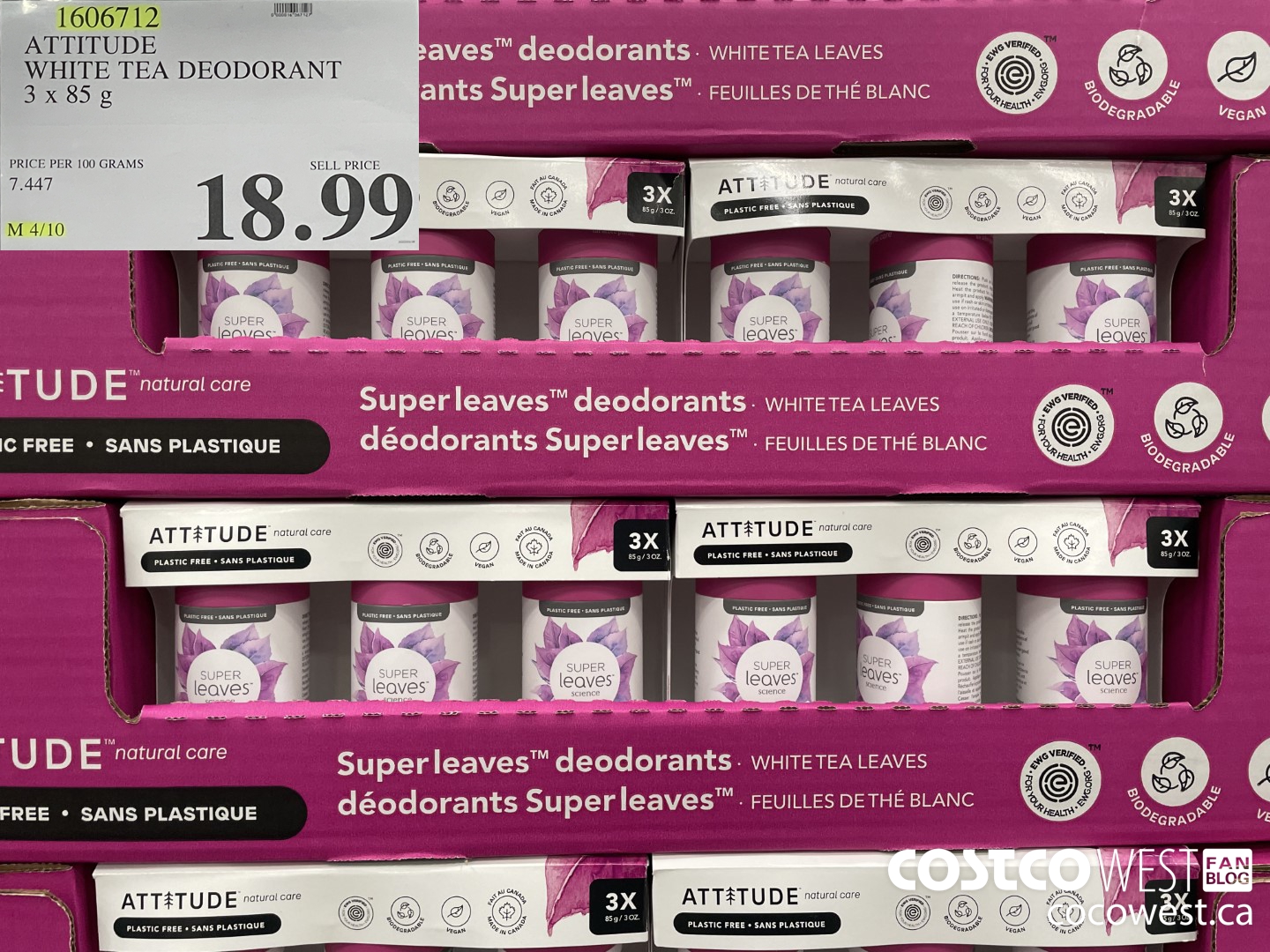 1606712 ATTITUDE WHITE TEA DEODORANT 3 x 85 g  $18.99