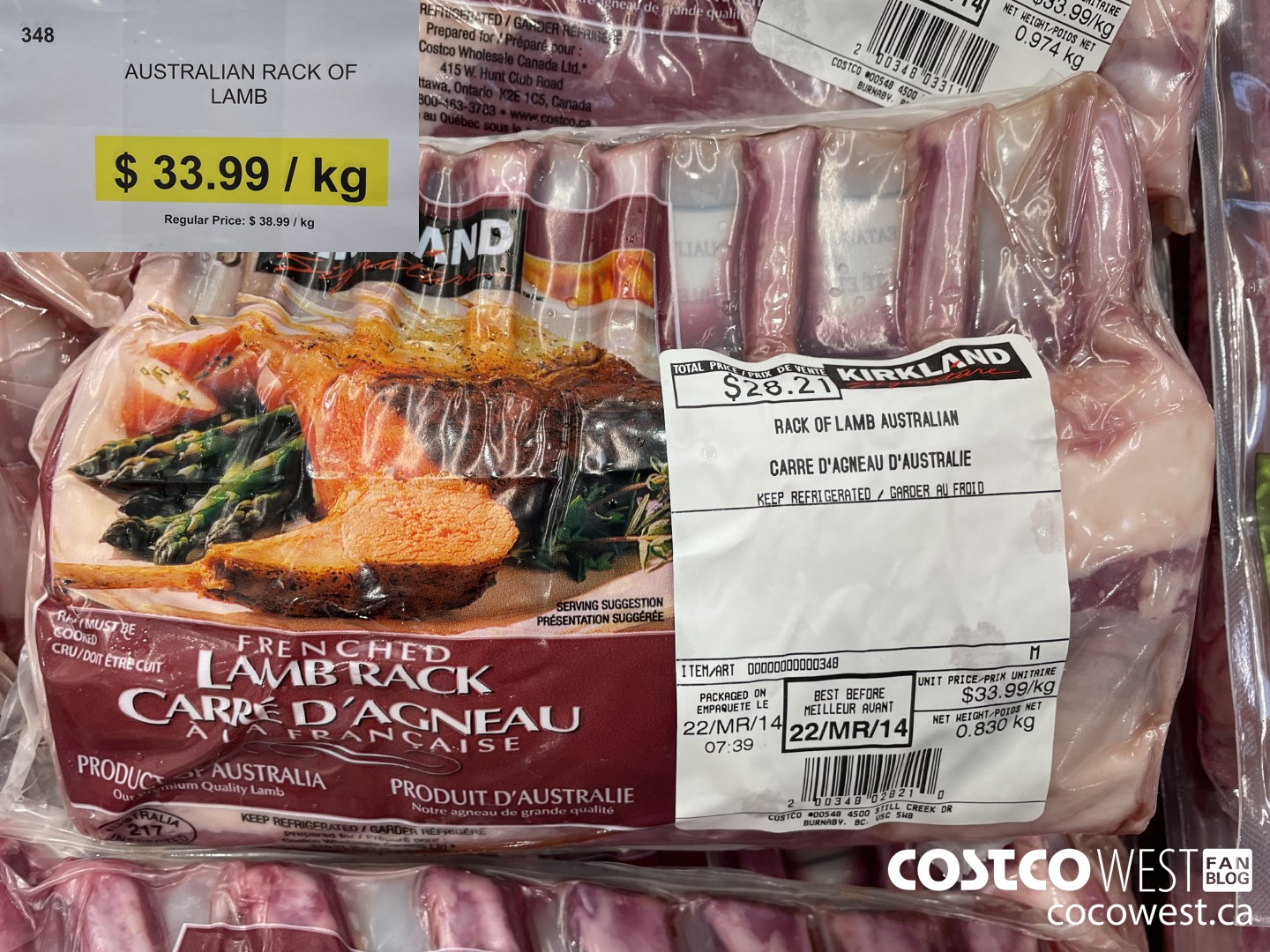 348 AUTRALIAN RACK OF LAMB ($5.00 INSTANT SAVINGS) $38.99