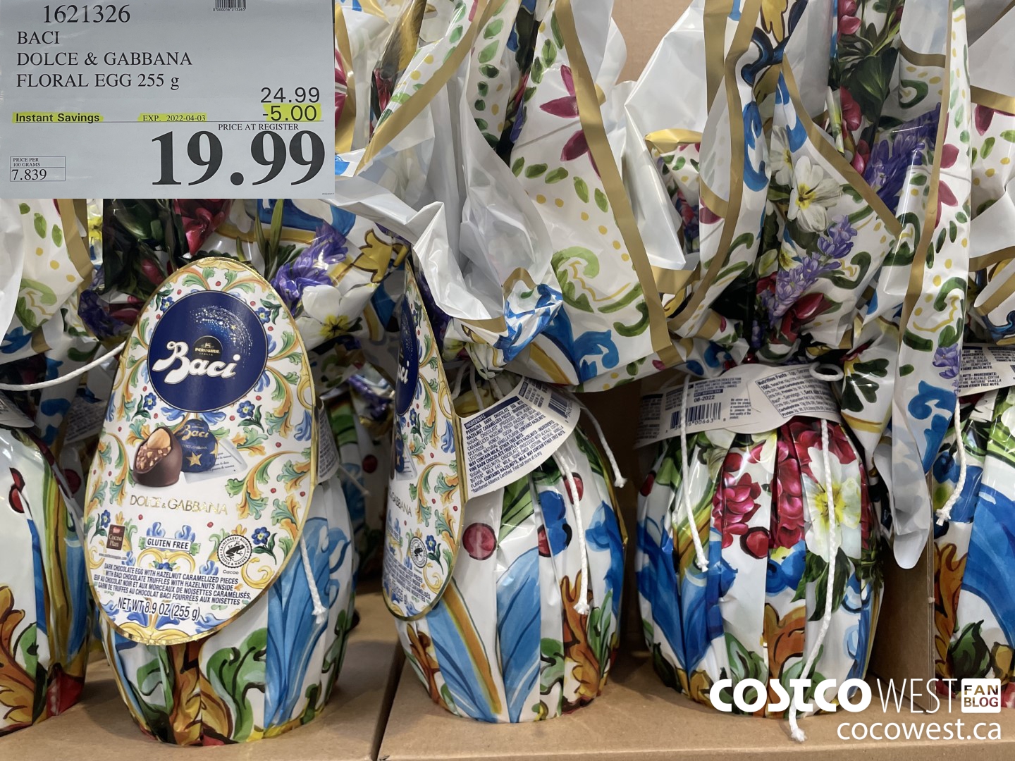 1621326 BACI DOLCE & GABBANA FLORAL EGG 255 g  ($5.00 INSTANT SAVINGS EXPIRES ON 2022-04-03) $19.99