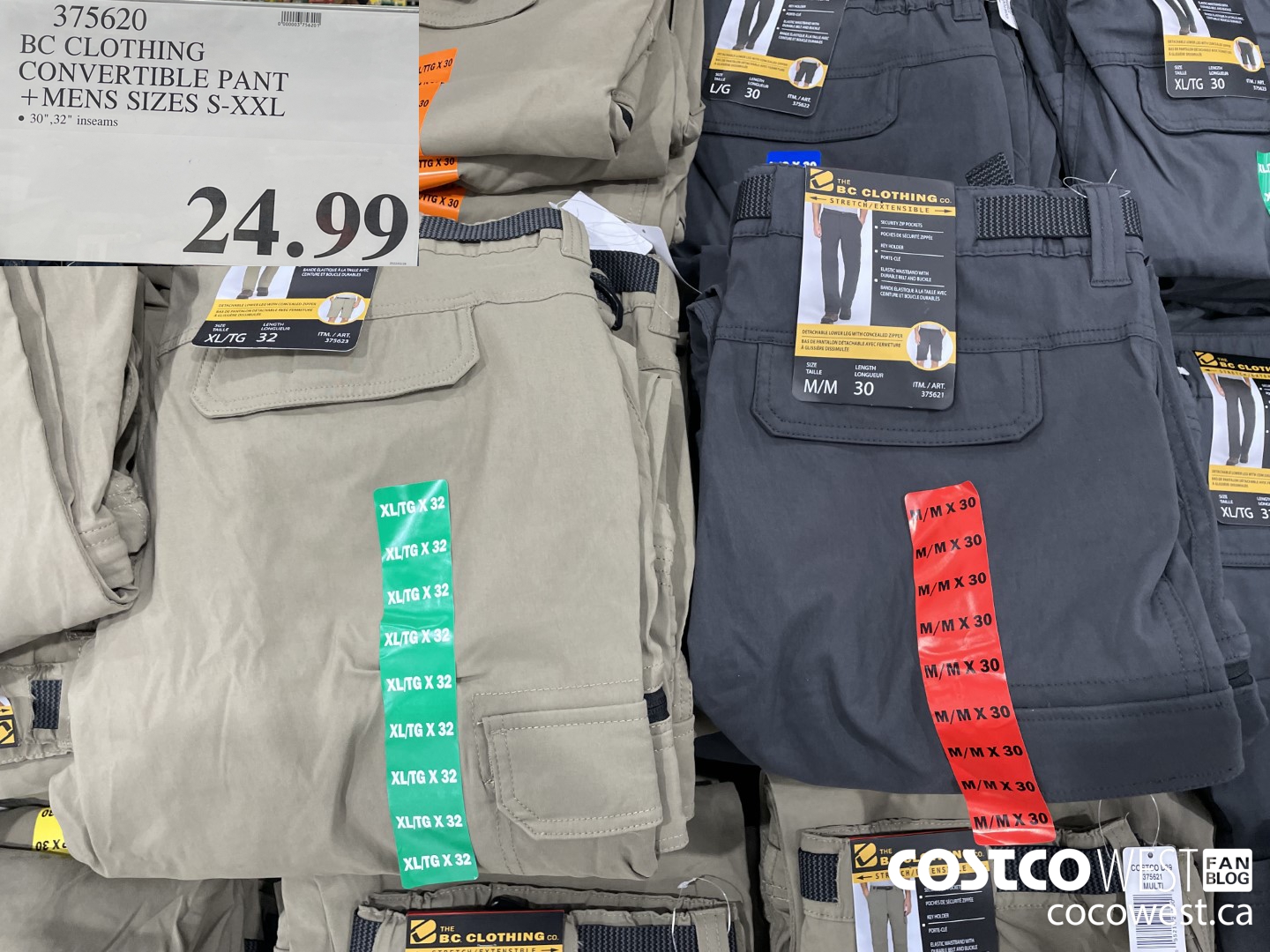 375620 BC CLOTHING CONVERTIBLE PANT MENS SIZES S-XXL $24.99