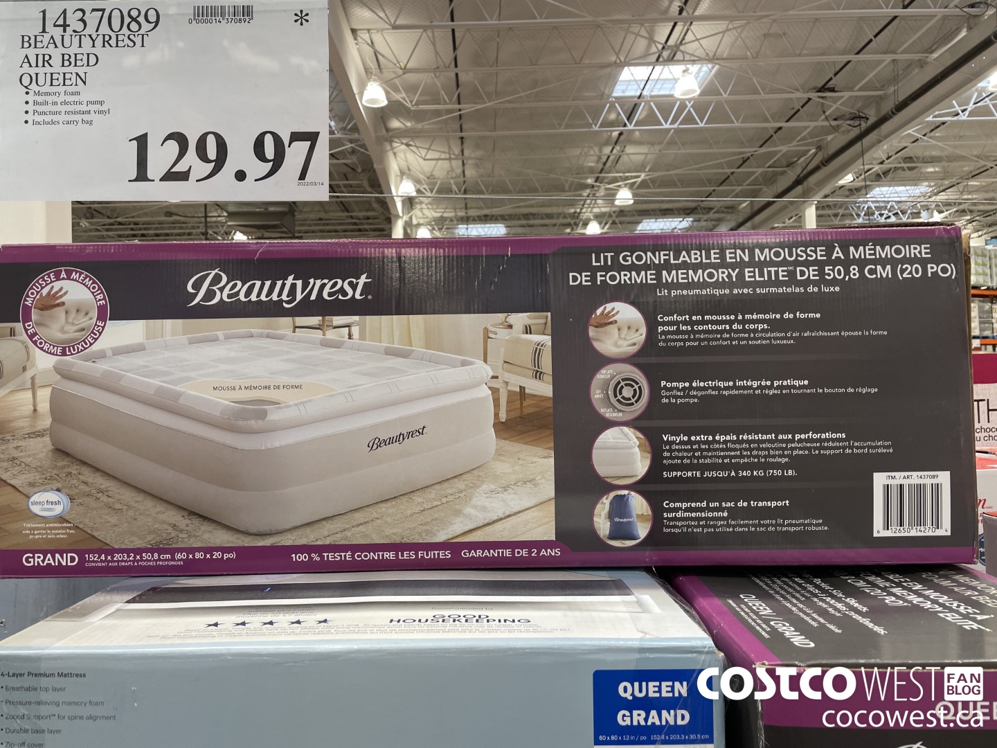 1437089 BEAUTYREST AIR BED QUEEN  $129.97