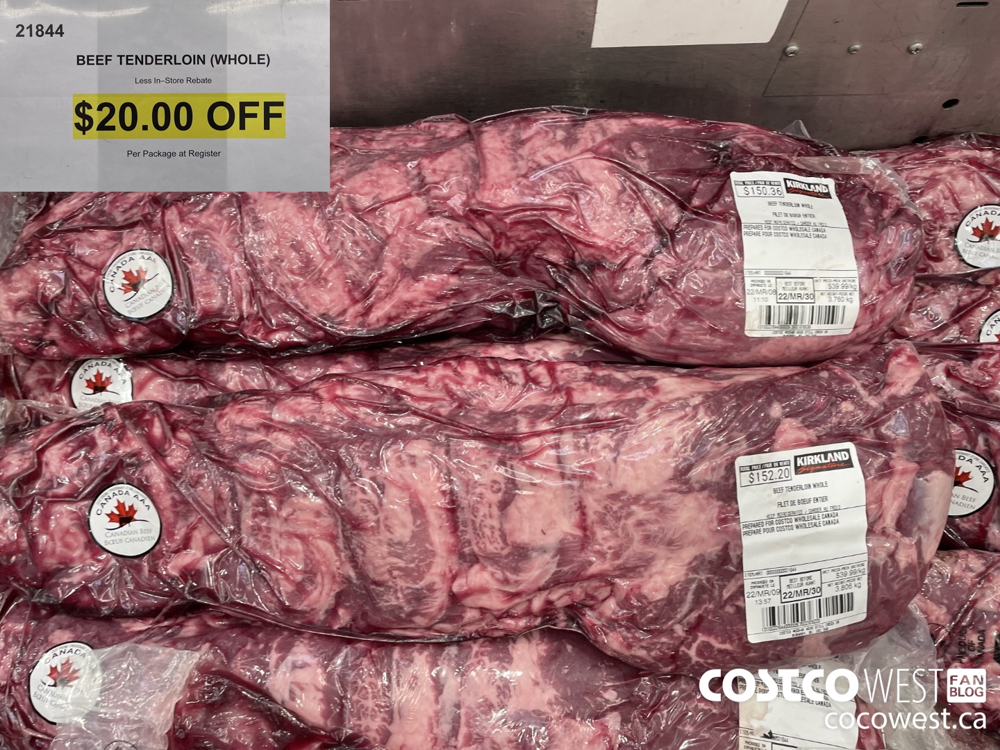 21844 BEEF TENDERLOIN (WHOLE) ($20.00 INSTANT SAVINGS)