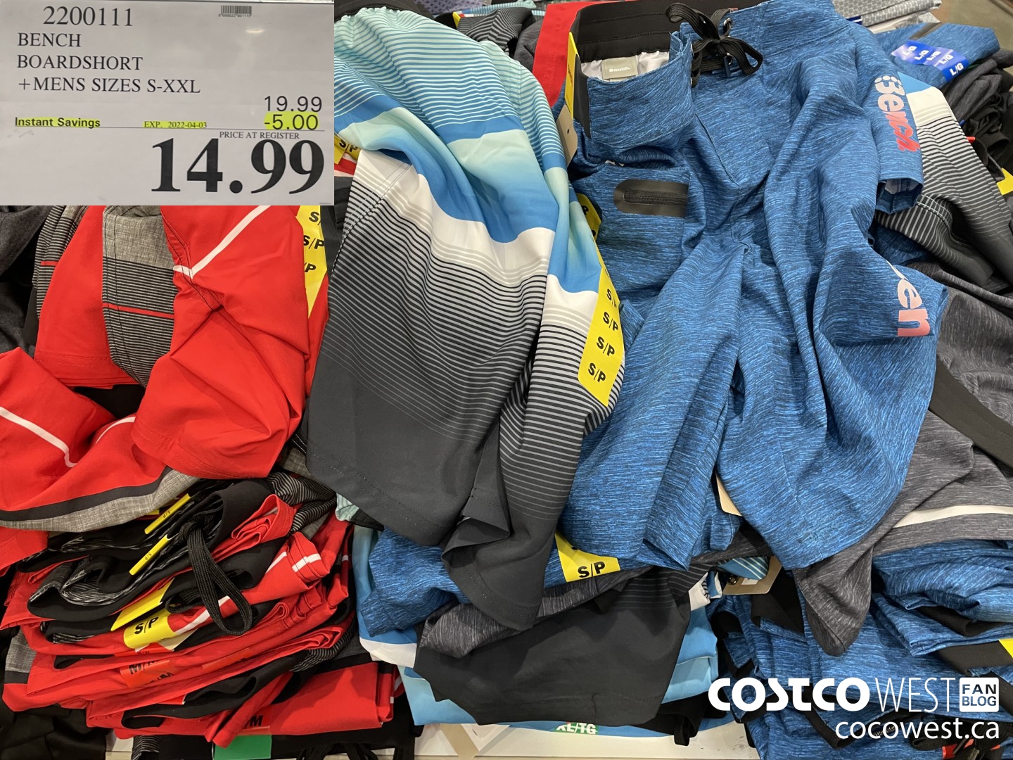 2200111 BENCH BOARDSHORT MENS SIZES S-XXL ($5.00 INSTANT SAVINGS EXPIRES ON 2022-04-03) $14.99