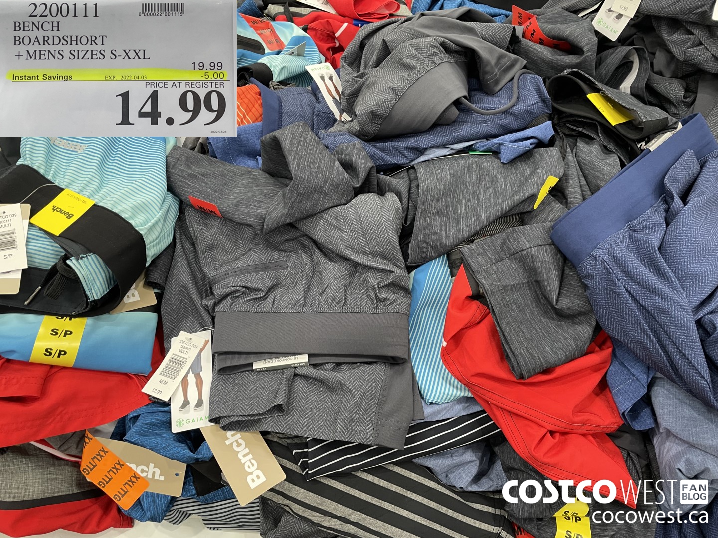 2200111 BENCH BOARDSHORT MENS SIZES S-XXL ($5.00 INSTANT SAVINGS EXPIRES ON 2022-04-03) $14.99