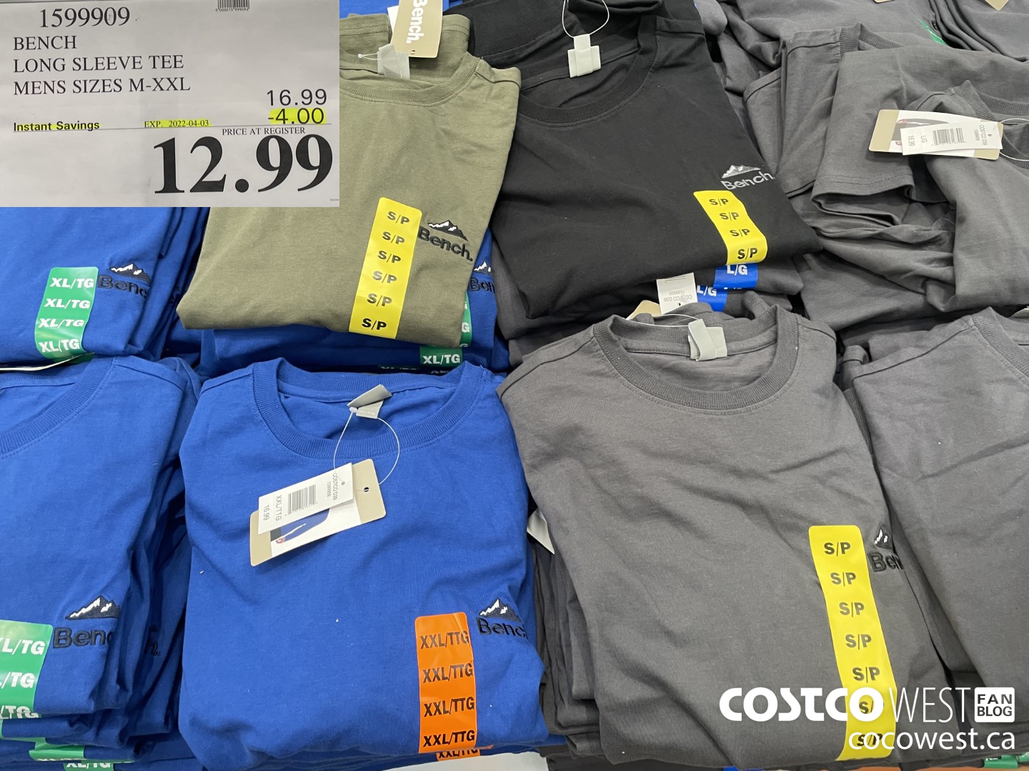 1599909 BENCH LONG SLEEVE TEE MENS SIZES S-XXL  ($4.00 INSTANT SAVINGS EXPIRES ON 2022-04-03) $12.99