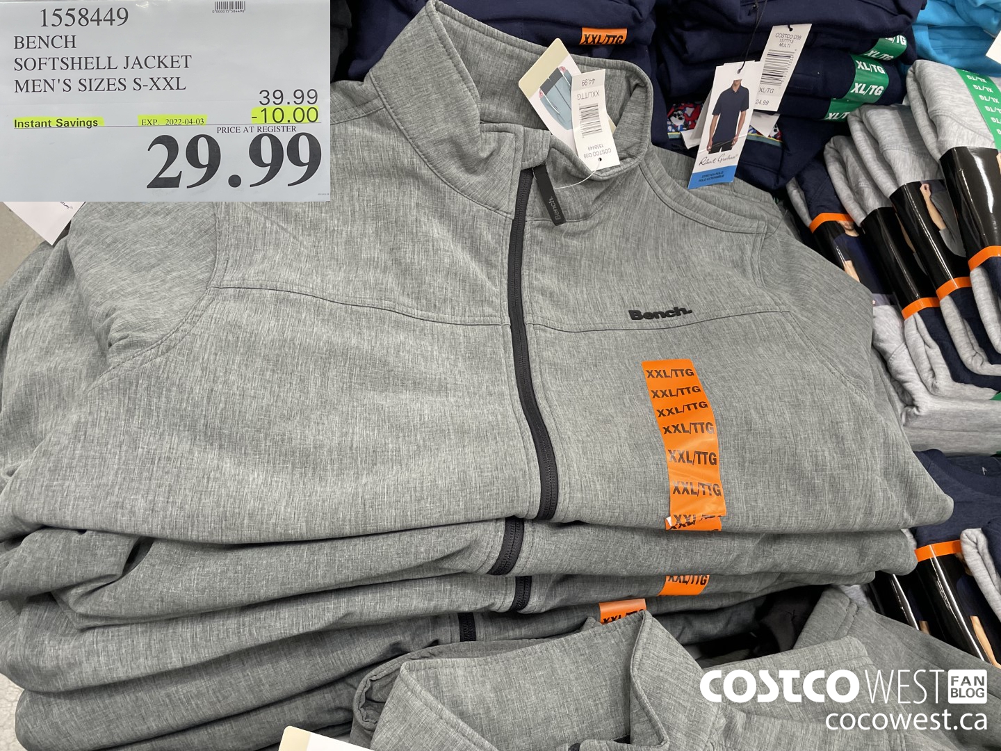 1558449 BENCH SOFTSHELL JACKET MEN'S SIZES S-XXL ($10.00 INSTANT SAVINGS EXPIRES ON 2022-04-03) $29.99