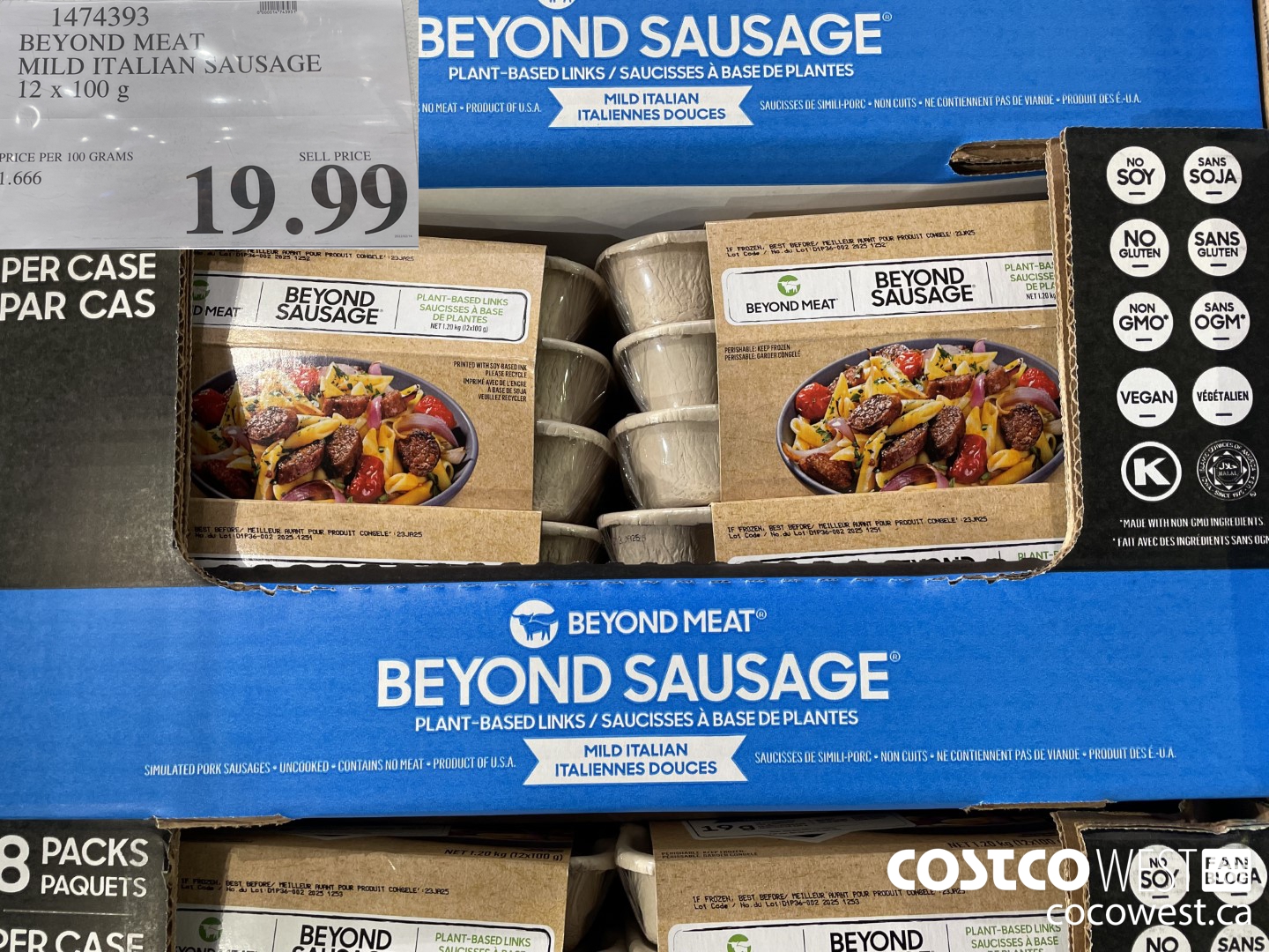 1474393 BEYOND MEAT MILD ITALIAN SAUSAGE 12 x 100 g $19.99
