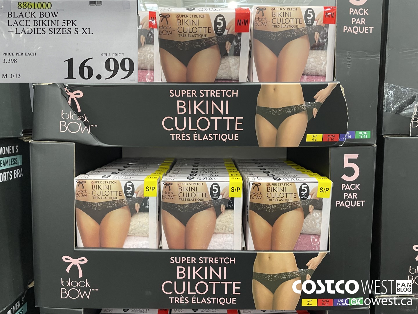 8861000 BLACK BOW LACE BIKINI 5PK LADIES SIZES S-XL $16.99