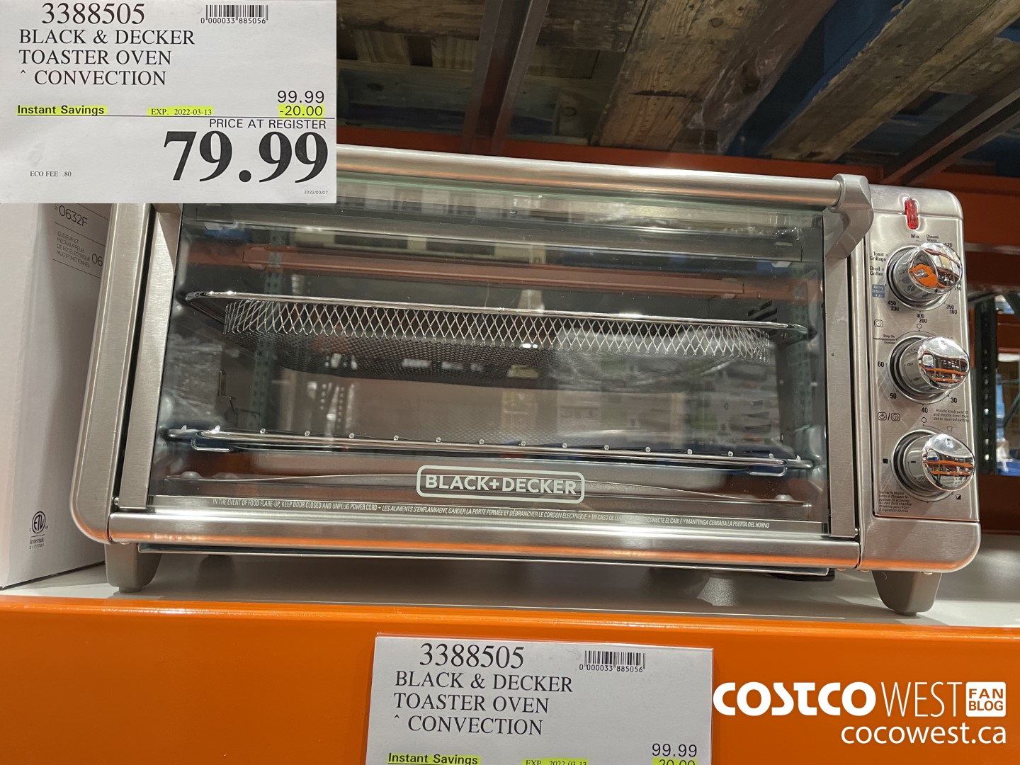 3388505 BLACK & DECKER TOASTER OVEN CONVECTION ($20.00 INSTANT SAVINGS EXPIRES ON 2022-03-13) $79.99
