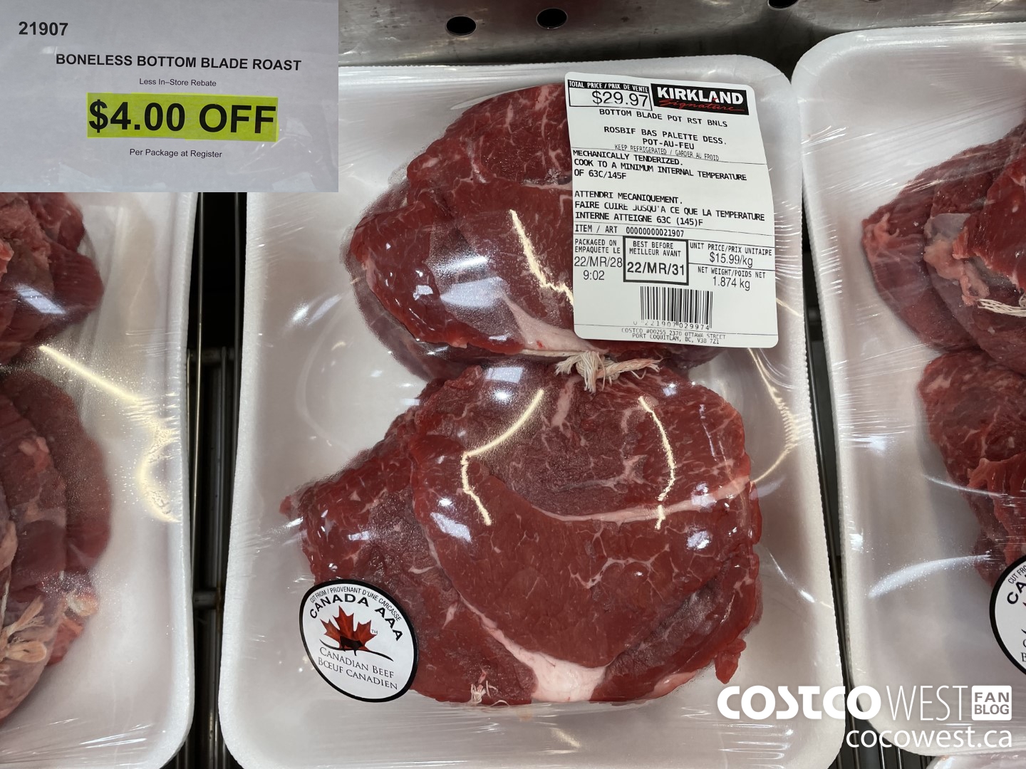 21907 BONELESS BOTTOM BLADE ROAST ($4.00 INSTANT SAVINGS)