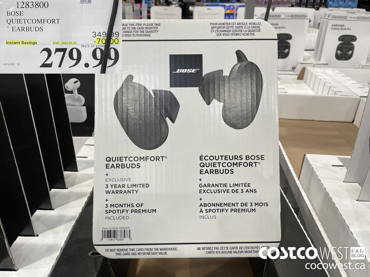 1283800 BOSE QUIETCOMFORT EARBUDS ($70.00 INSTANT SAVINGS EXPIRES ON 2022-03-24) $279.99