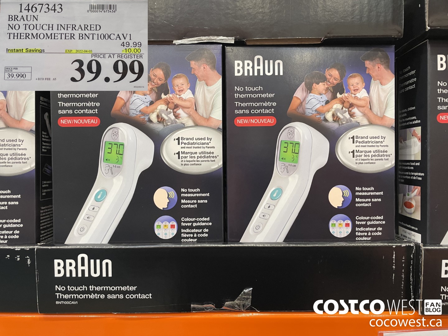 1467343 BRAUN NO TOUCH INFRARED THERMOMETER BNT100CAV1 ($10.00 INSTANT SAVINGS EXPIRES ON 2022-04-03) $39.99