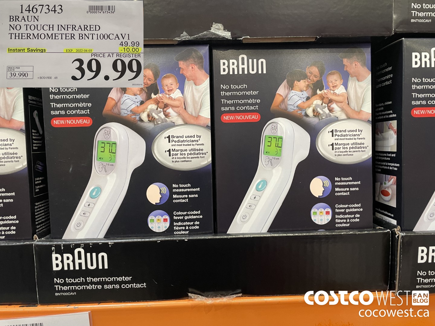1467343 BRAUN NO TOUCH INFRARED THERMOMETER BNT100CAV1 ($10.00 INSTANT SAVINGS EXPIRES ON 2022-04-03) $39.99