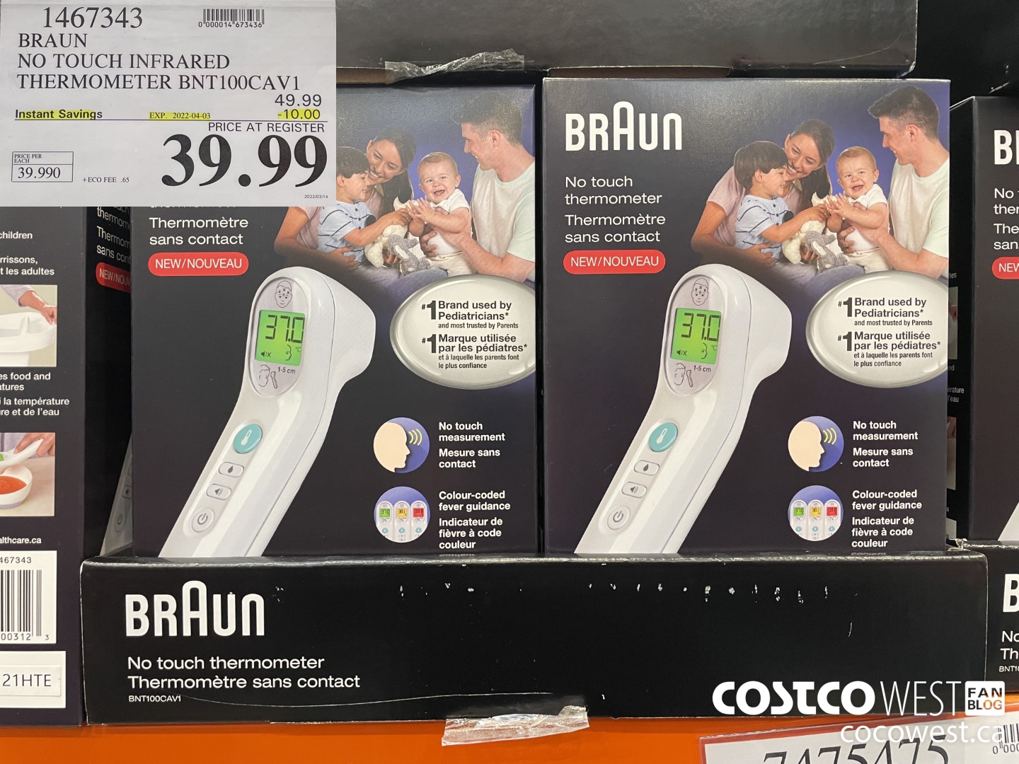 1467343 BRAUN NO TOUCH INFRARED THERMOMETER BNT100CAV1 ($10.00 INSTANT SAVINGS EXPIRES ON 2022-04-03) $39.99