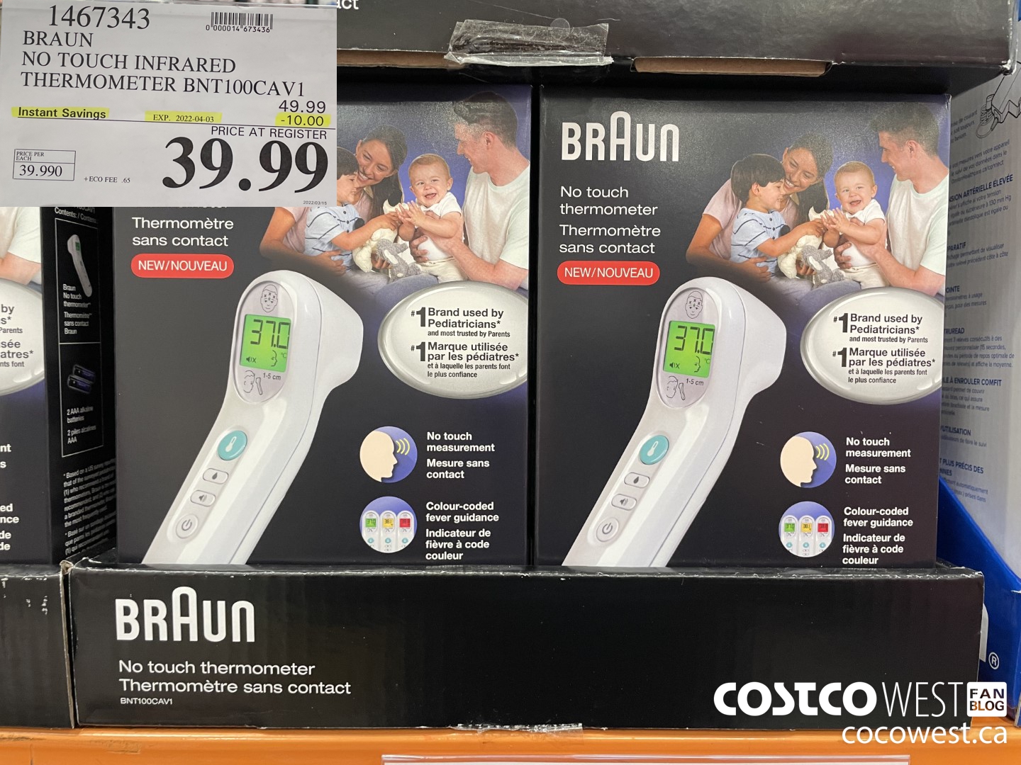 1467343 BRAUN NO TOUCH INFRARED THERMOMETER BNT100CAV1 ($10.00 INSTANT SAVINGS EXPIRES ON 2022-04-03) $39.99