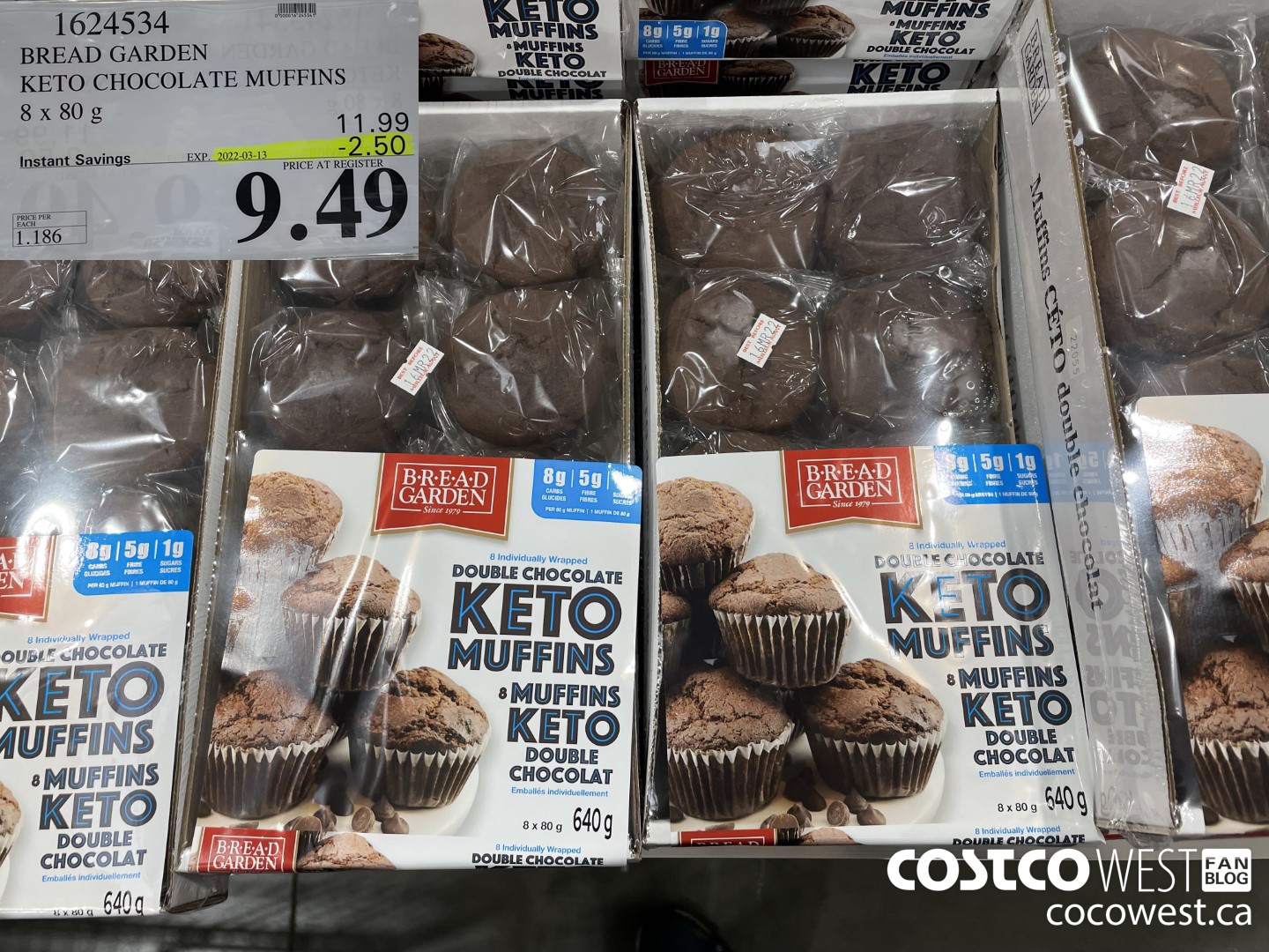 1624534 BREAD GARDEN KETO CHOCOLATE MUFFINS 8 x 80g ($2.50 INSTANT SAVINGS EXPIRES ON 2022-03-13) $9.49