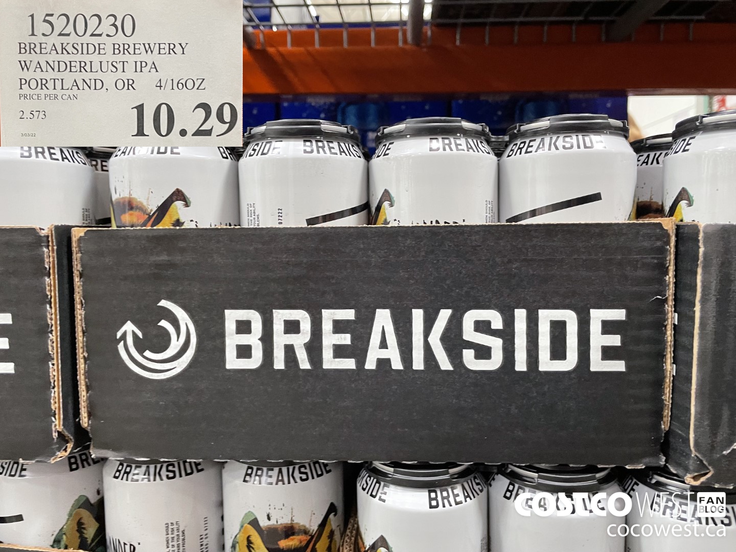 1520230 BREAKSIDE BREWERY WANDERLUST IPA PORTLAND, OR 4/160Z  $10.29