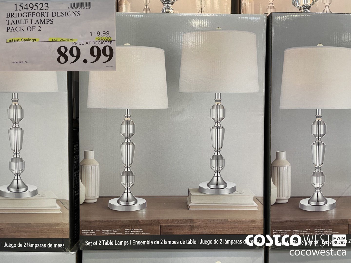 1549523 BRIDGEFORT DESIGNS TABLE LAMPS PACK OF 2 ($30.00 INSTANT SAVINGS EXPIRES ON 2022-03-06) $89.99