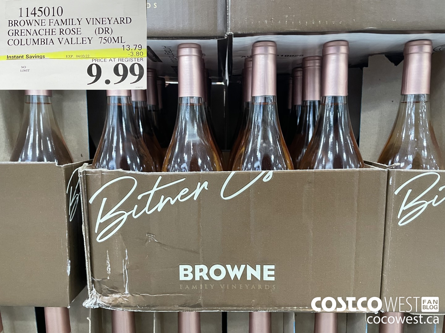 1145010 BROWNE FAMILY VINEYARD GRENACHE ROSE (DR) COLUMBIA VALLEY 750ML ($3.80 INSTANT SAVINGS EXPIRES ON 2022-04-03) $9.99