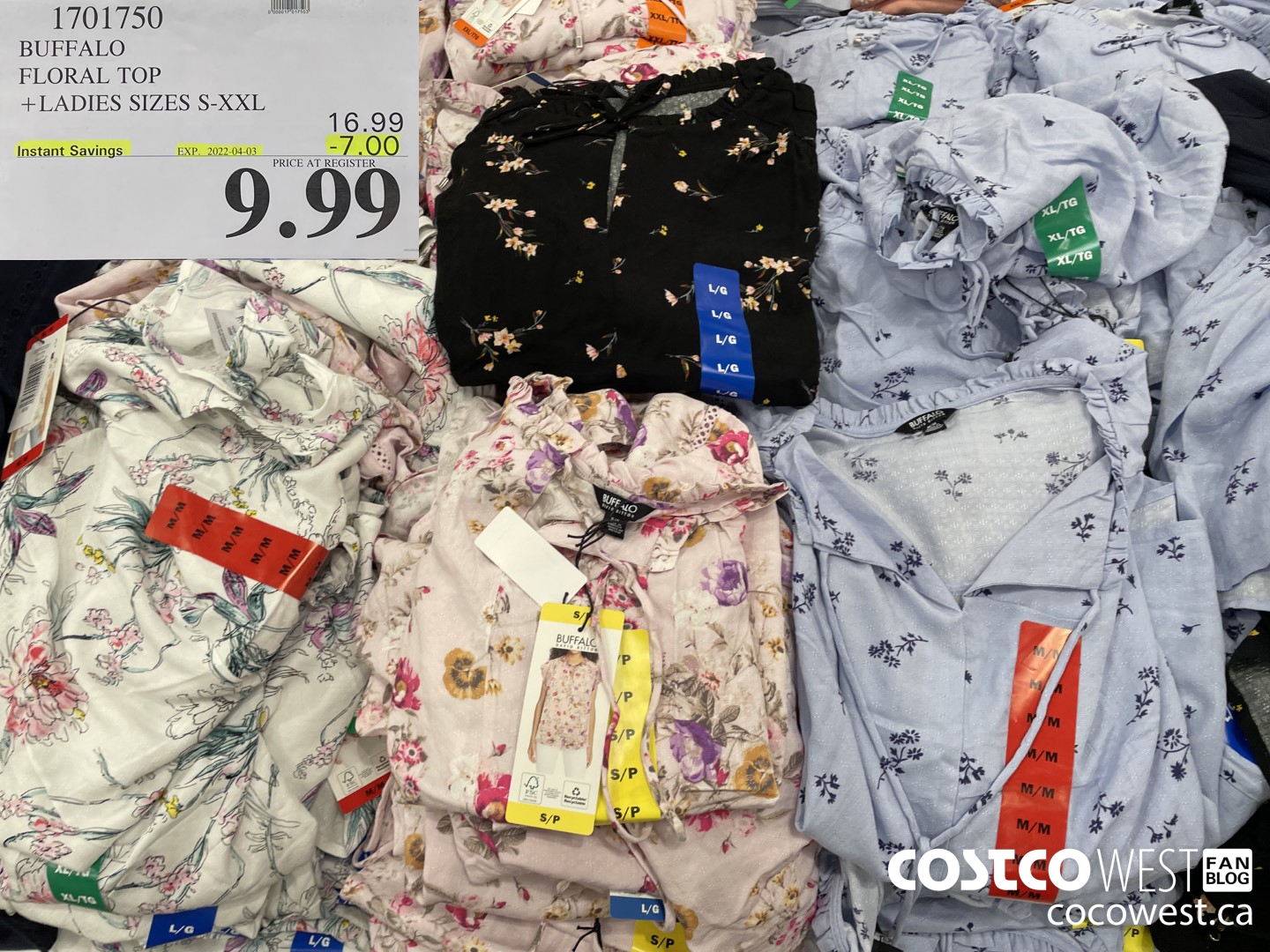 1701750 BUFFALO FLORAL TOP LADIES SIZES S-XXL  ($7.00 INSTANT SAVINGS EXPIRES ON 2022-04-03) $9.99