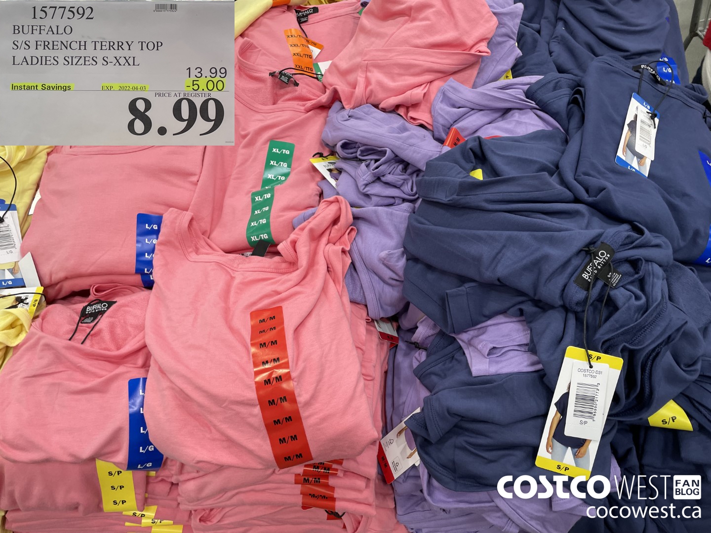 1577592 BUFFALO S/S FRENCH TERRY TOP LADIES SIZES S-XXL  ($5.00 INSTANT SAVINGS EXPIRES ON 2022-04-03) $8.99