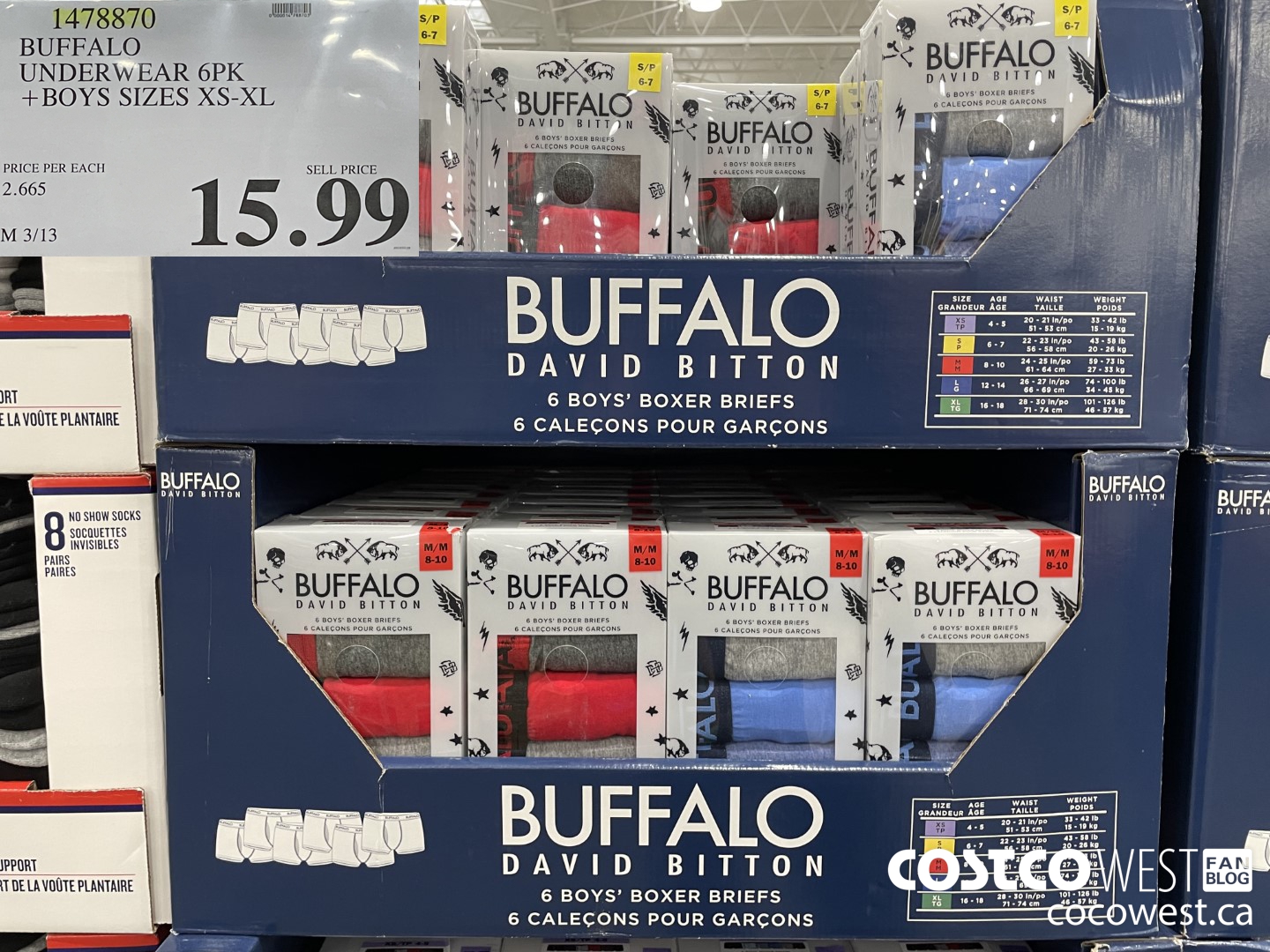 1478870 BUFFALO UNDERWEAR 6PK BOYS SIZES XS-XL $15.99